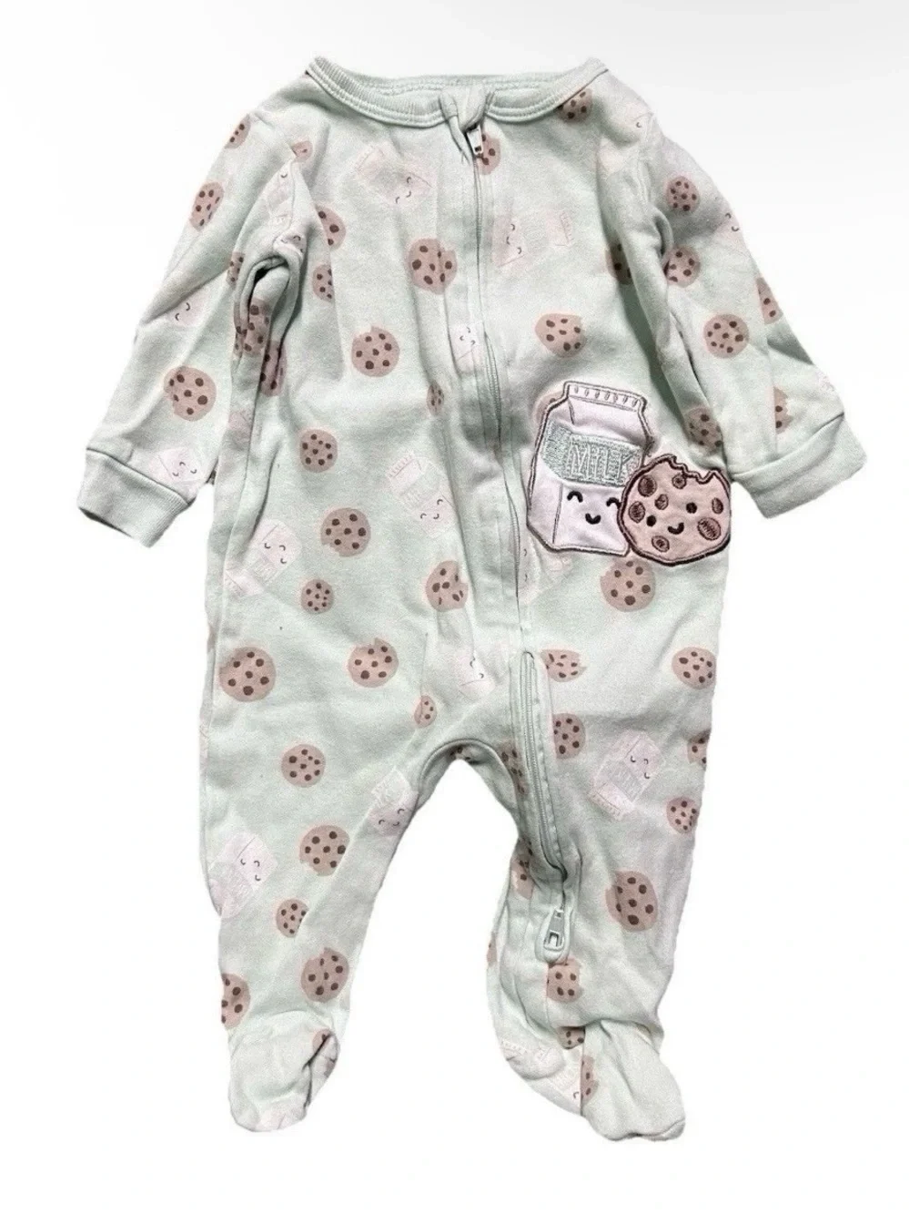 Baby Footie Pajamas Two Way Zipper Dinosaurs Animals Cookies Size 3-6 Months
